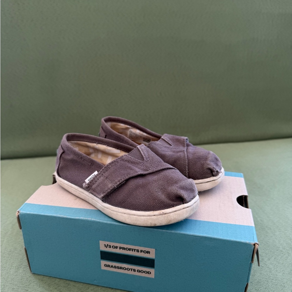 Toms Charcoal Canvas Kids Sneakers